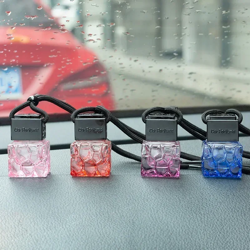 Transparent Silver Black Water Cube Car Perfume Bottle 10ML Automotive Aromatherapy Essential Oil Vessel Car Air Freshener