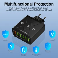 6 Ports Fast Charger Multi Ports USB Charger Quick Charge 3.0 Wall Phone Charger Adapter EU US KR Plug for iPhone Samsung Xiaomi - Image 2
