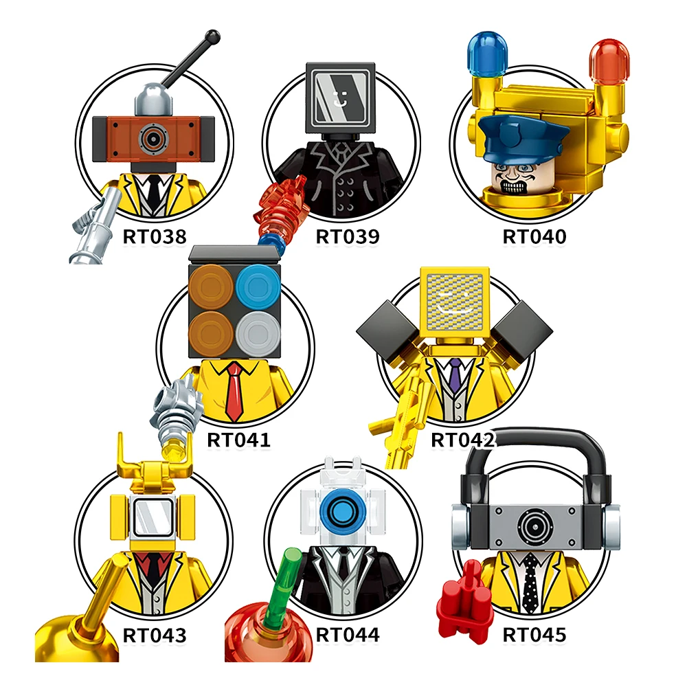 MOOXI Action Figures Parts Set MOC Bricks Skibidi Toilet Man DIY Building Block Education Toys For Children Figure Birthday Gift