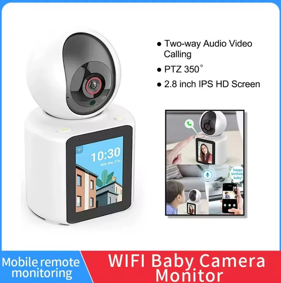 WiFi Dual Lens Camera with 2.8 Inch Screen 1080P AI Video Call Two Way Audio Baby Monitor Home Security CCTV Camera 4