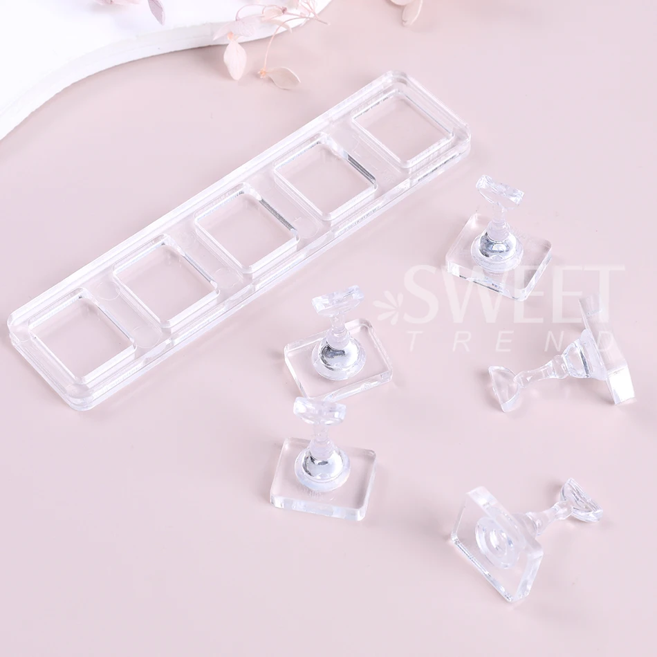 Non-Magnetic Nail Holder Practice Display Stand Acrylic Showing Shelf False Nails Holder DIY Salon Practice Tools Nail Supplies