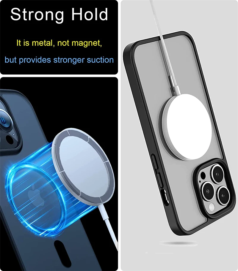 Custodia Adesiva In Metallo Con Ricarica MagSafe Per IPhone 16/15/12 - Finitura Lucida Antigraffio