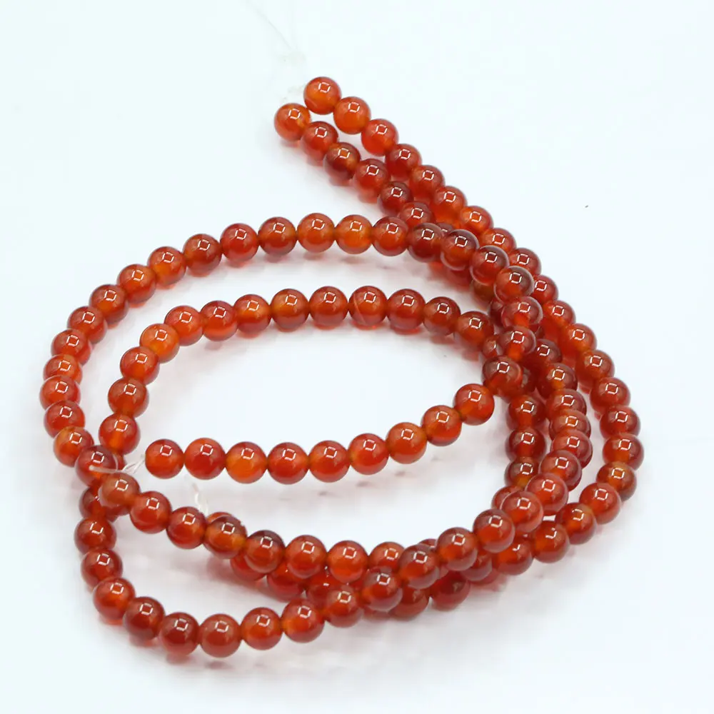 APDGG 6mm 5 Strands Natural Carnelian Red Agates Round Beads Gemstone Beads 15