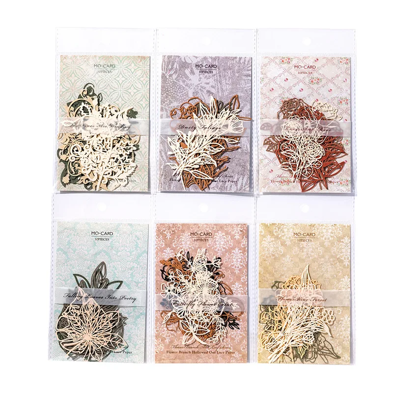 Scrapbook Paper Scrapbook Materials Scrapbooking Material Scrapbooking Paper DIY Craft Materials 10 pcs Vintage Flower hollow material paper Decorative Hand Account Diary Scrapbooking accessories Planner Craft Supplies