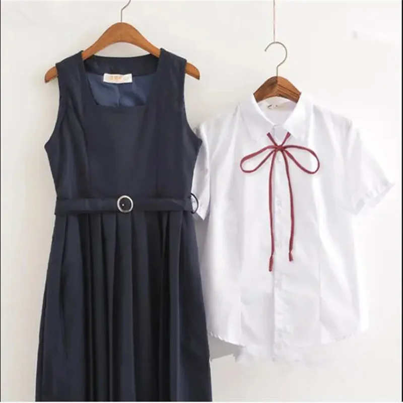 Japanese Pleated Dress Suit Jk Uniform Basic White Long/Short-sleeved Sailor Suit Kansai Flaperon Preppy