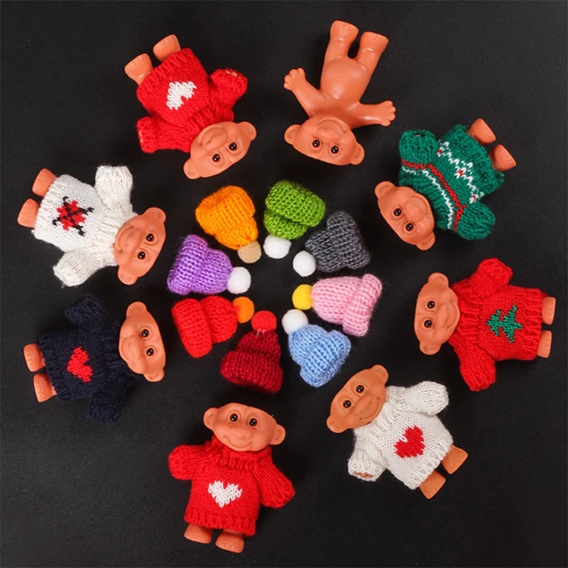 Mini Troll for Doll Protective for Case Cartoon Cover with Wool Costume & Hat Smoking Accessory Men