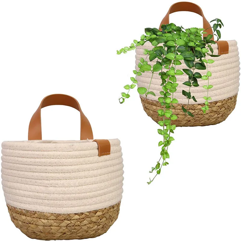 

Hanging Basket Straw Woven Hanging Basket Hanging Flower Plant Basket Bamboo Basket Storage Frame Wall Hanging Flower Basket