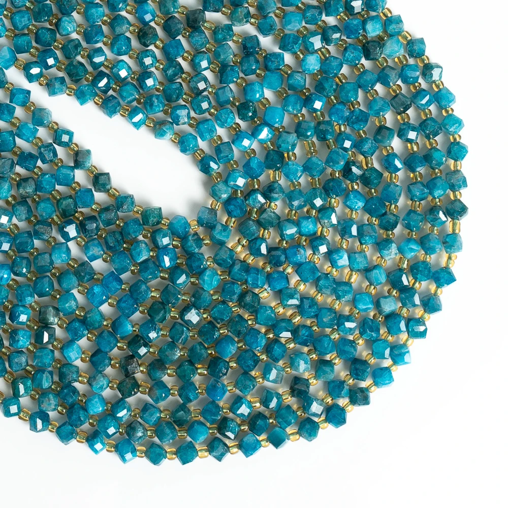 Natural Stones Beads Blue Apatite Beads Faceted Loose Semi Gemstone BeadsFor Jewelry Making DIY Necklace Bracelet 6/8MM