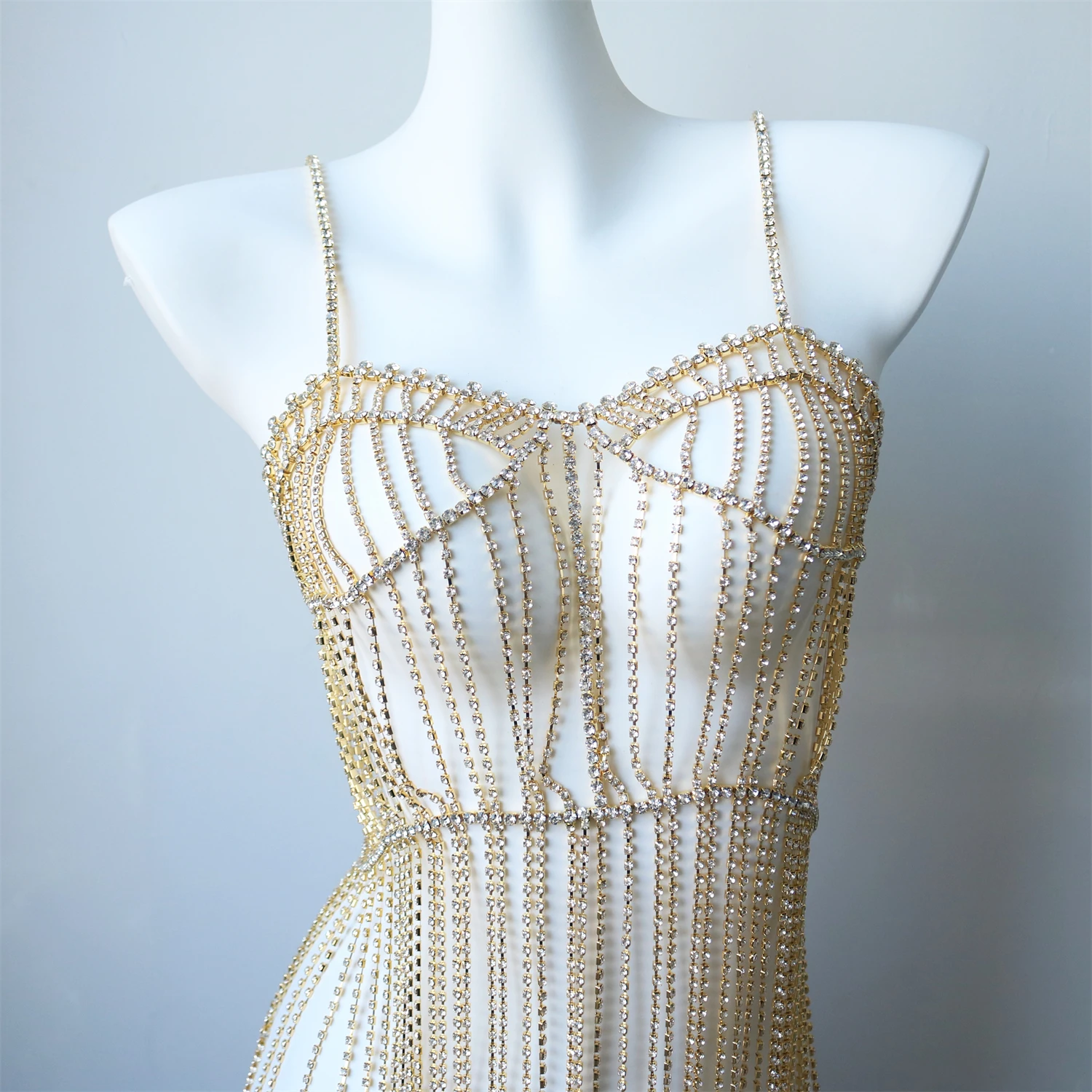 Sexy & Trendy Women's Body Jewelry — Unique Rhinestone Long Body Harness, an Ideal Gift for Banquets, Parties, and Festivals - 5