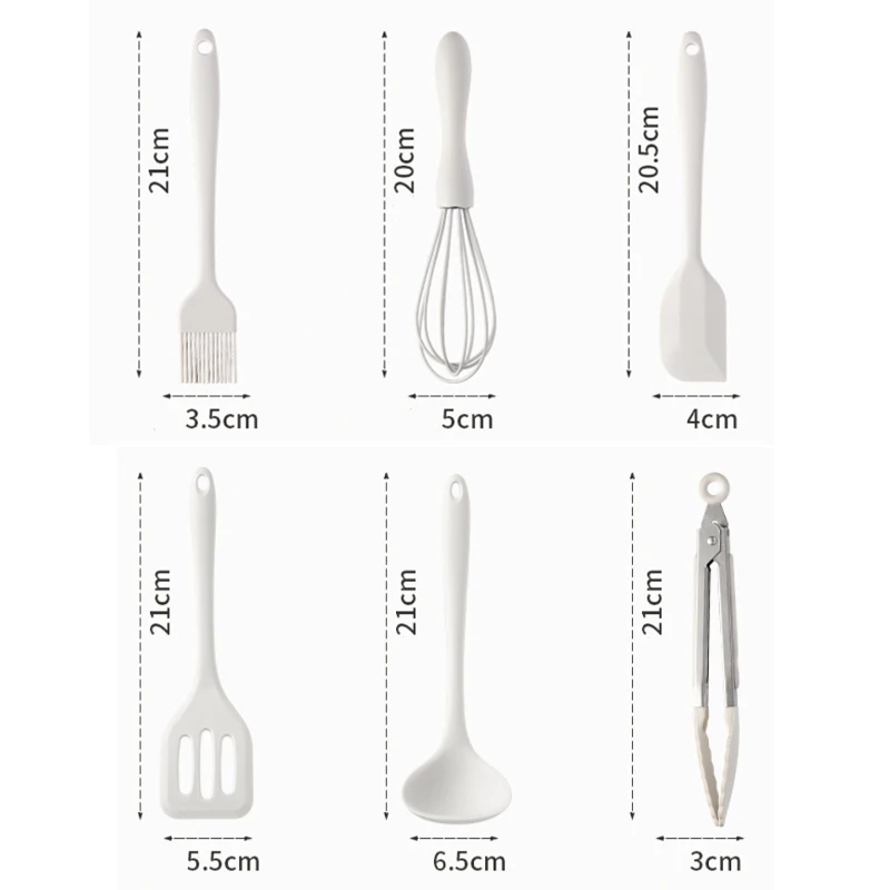 Silicone Kitchen Utensils Food Grade Non-stick Cooking Baking Spatula Silicone Oil Brush Egg Whisk Food Clip Kitchen Accessor