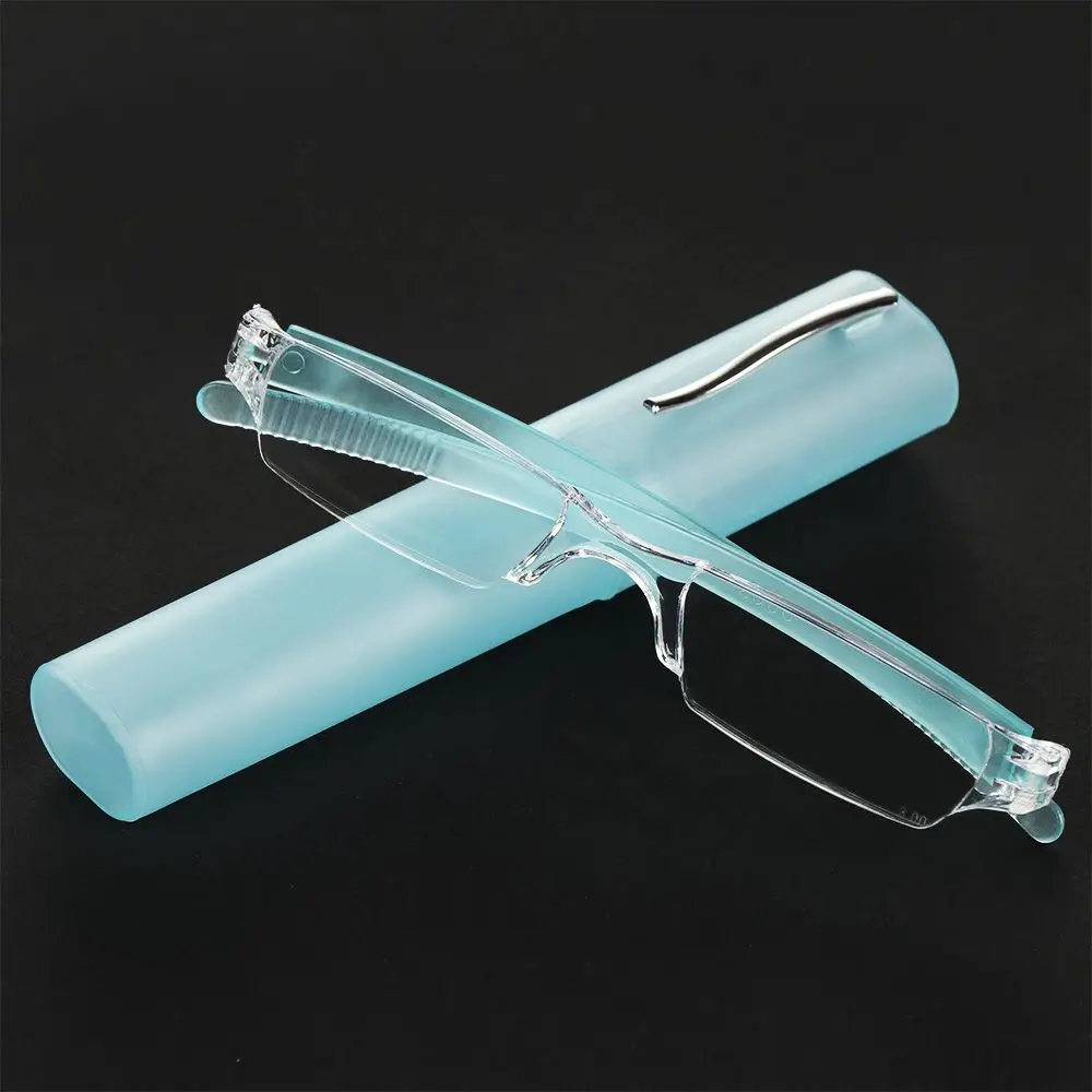Unisex Compact Slim Pen Reading Glasses with Portable Clip Case