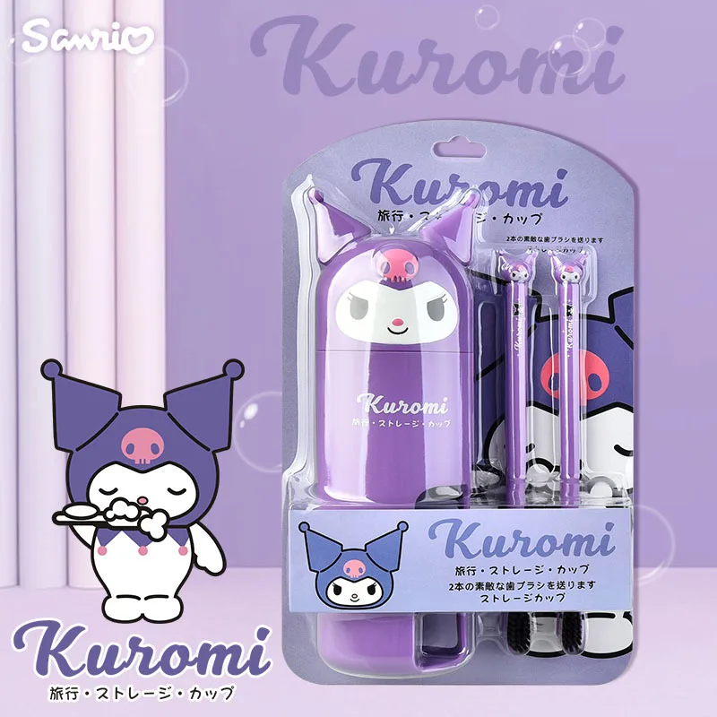 

Sanrio Anime Kuromi My Melody Toothbrush Set Cute Cartoon Portable Travel Mouthwash Cup Children Toiletries Household Goods