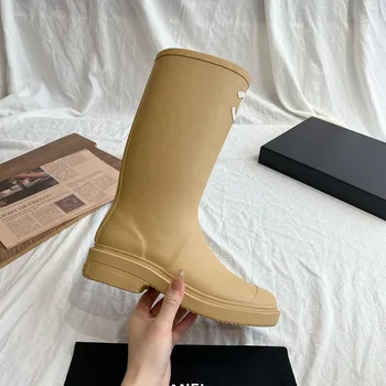 2026 Seamless Rain Boots Medium and High Knight Boots Women's Waterproof and Non-slip Knee Fashion Rain Shoes