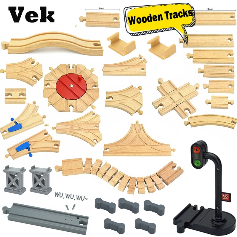 Kinds Of Wooden Track Accessories Beech Wood Railway Train Track Connector Toys Fit Biro All