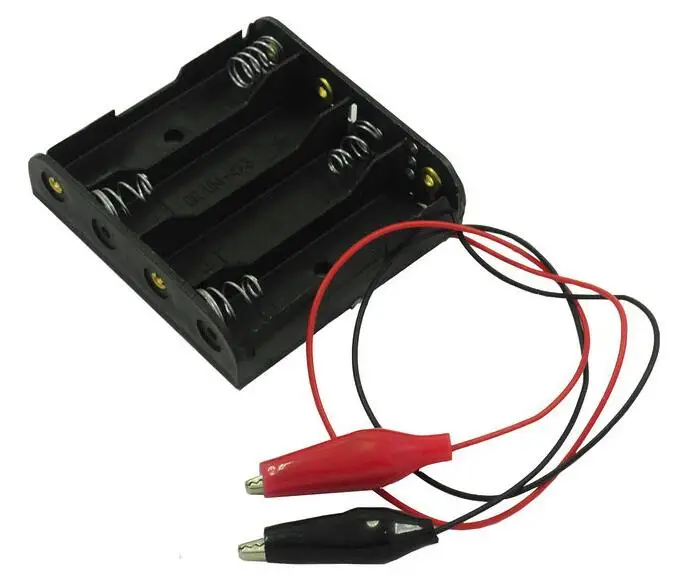 

MasterFire 20pcs/lot 4 x 1.5V AA Batteries Plastic Holder Shell 4 Slots 6V AA Battery Storage Box Case with Alligator Clips