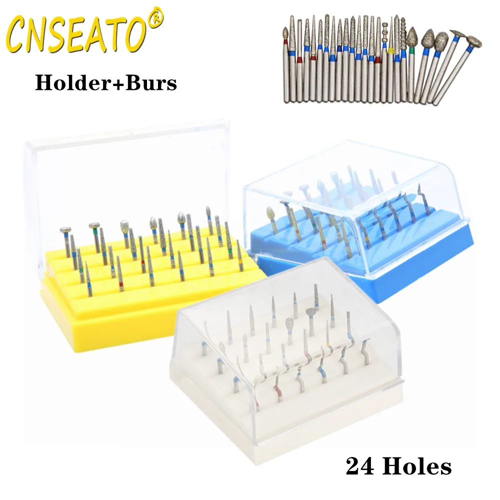 

24 Holes Dental Diamond Burs Drill Holder Disinfection Block Box Sterilizer Case Plastic High Speed Bur Placement Dentistry Lab