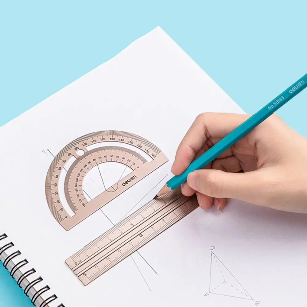 Portable Maths Students Drawing Geometry Straightedge Examination Stationery Aluminium Ruler Set School Supplies Metal Rulers