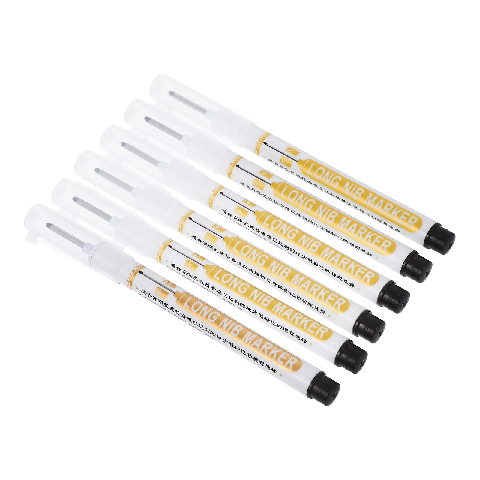 6Pcs 목수 마커 펜 목공 건축 개조 깊은 구멍을 위한 확장형 긴 팁 오일 기반 잉크 마커