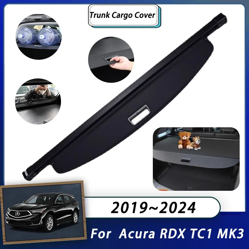 

Rear Cargo Cover For Acura RDX TC1 2 MK3 2019 2020 2021 2022 2023 2024 Car Trunk Luggage Curtain Organizer Retractable Storage