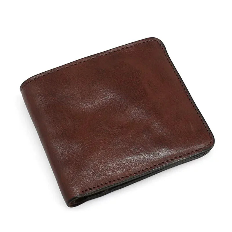 

AETOO Leather plant tanned top layer cowhide boys wash vintage grip Pleated purse Women's short coin card bag coin purse