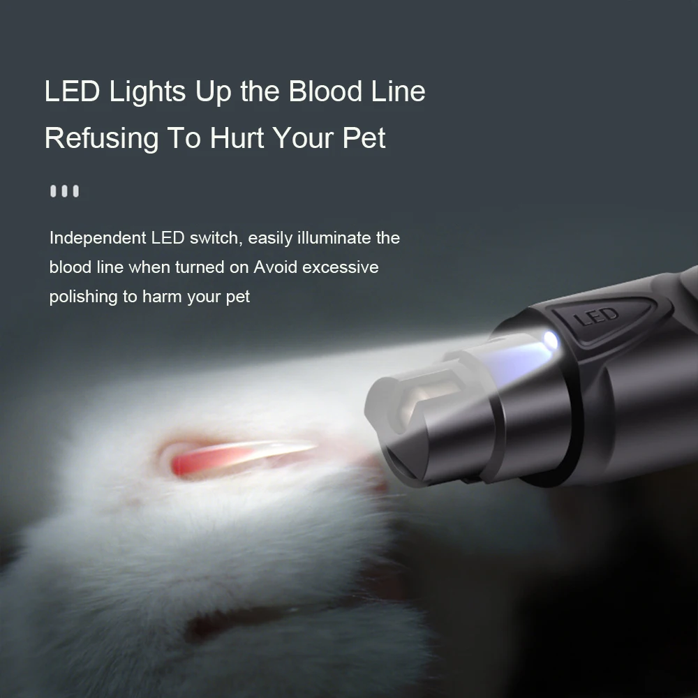 Electric Pet Dog Nail Grinders, Cat Paws, Nail Grooming Trimmer Tools  Rechargeable USB Charging 5