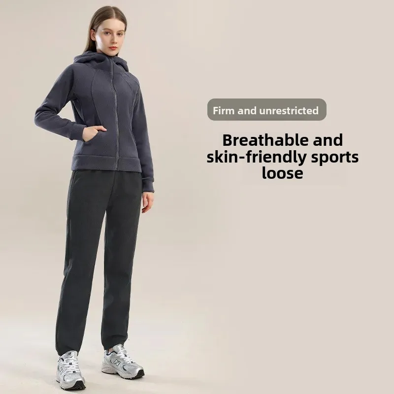 Thickened Fleece Lined Sports Pants Casual Autumn Winter Warm Trousers Small Size Adjustable Waistband Skateboard Long Pants