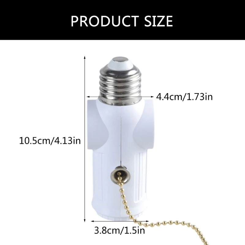 3 Prongs E26 Light Socket Adapter Converts Bulb Base to Electrical Outlet