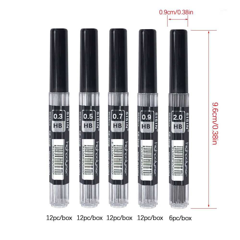 Metal Mechanical Pencil 0.3/0.5/0.7/0.9/2.0mm HB Automatic Pencil with Protective Cover Office School Writing Supplies 6