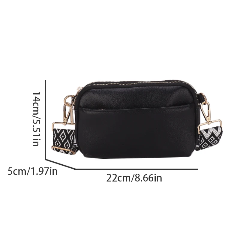 Women's crossbody bag, detachable and adjustable wide shoulder strap, zipper closure, suitable for daily commuting and leisure o