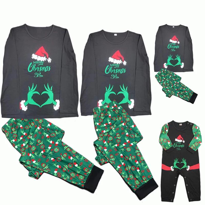 

Funny Fluorescence Christmas Family Matching Pajamas Set Print Mother Father Kids Clothes Baby Romper Family Mom and Me Clothing