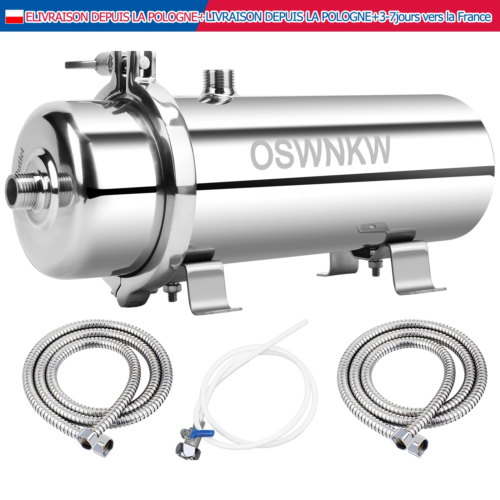 Purificateur d'eau pour toute la maison, pré-filtre PVDF 0,01 um, 1000l, filtre à eau SUS304, peut être nettoyé en continu pendant 5 ans