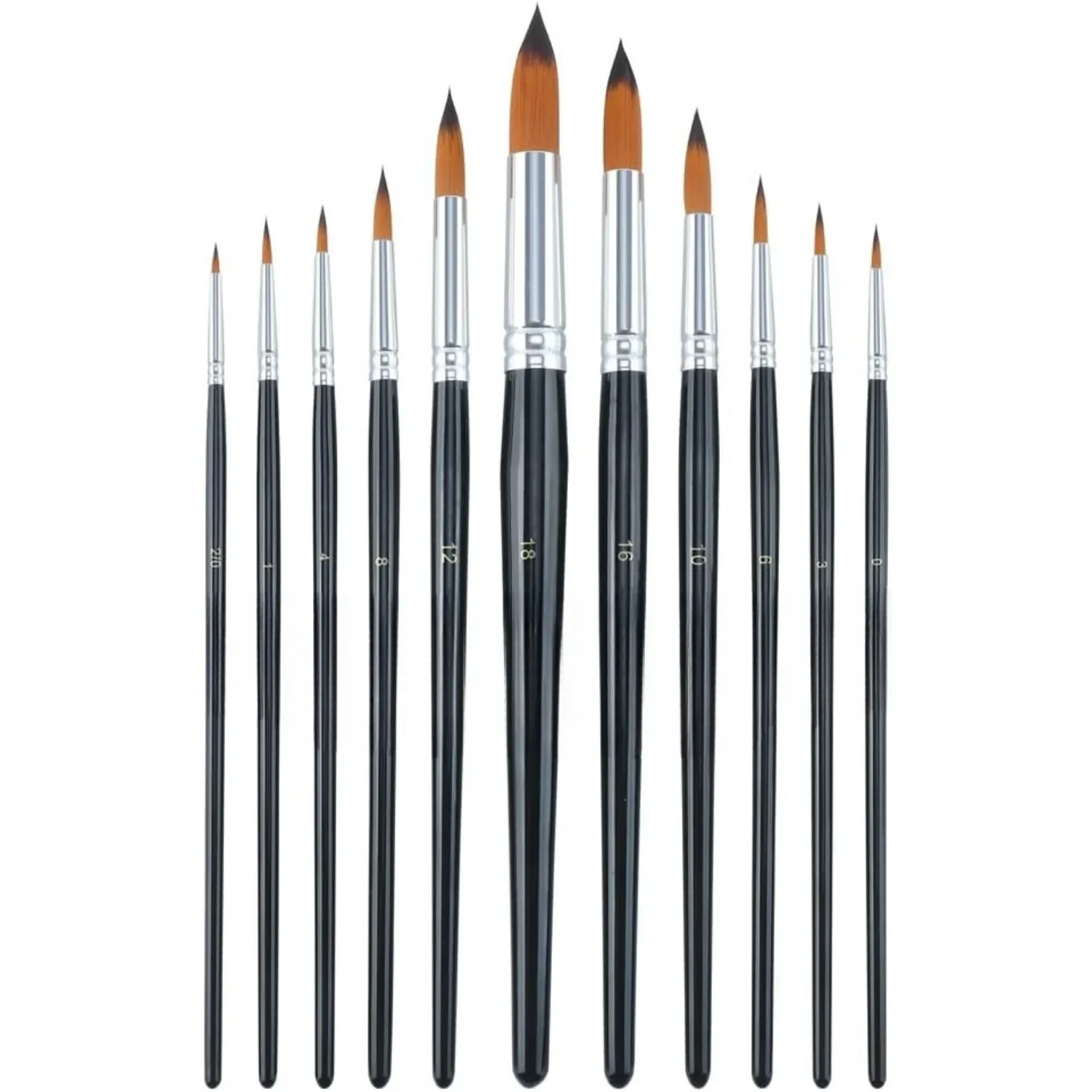 11pcs Round Paint Brush Basic Set for Watercolor, Acrylic, Gouache, Ink, and Tempera Painting 2