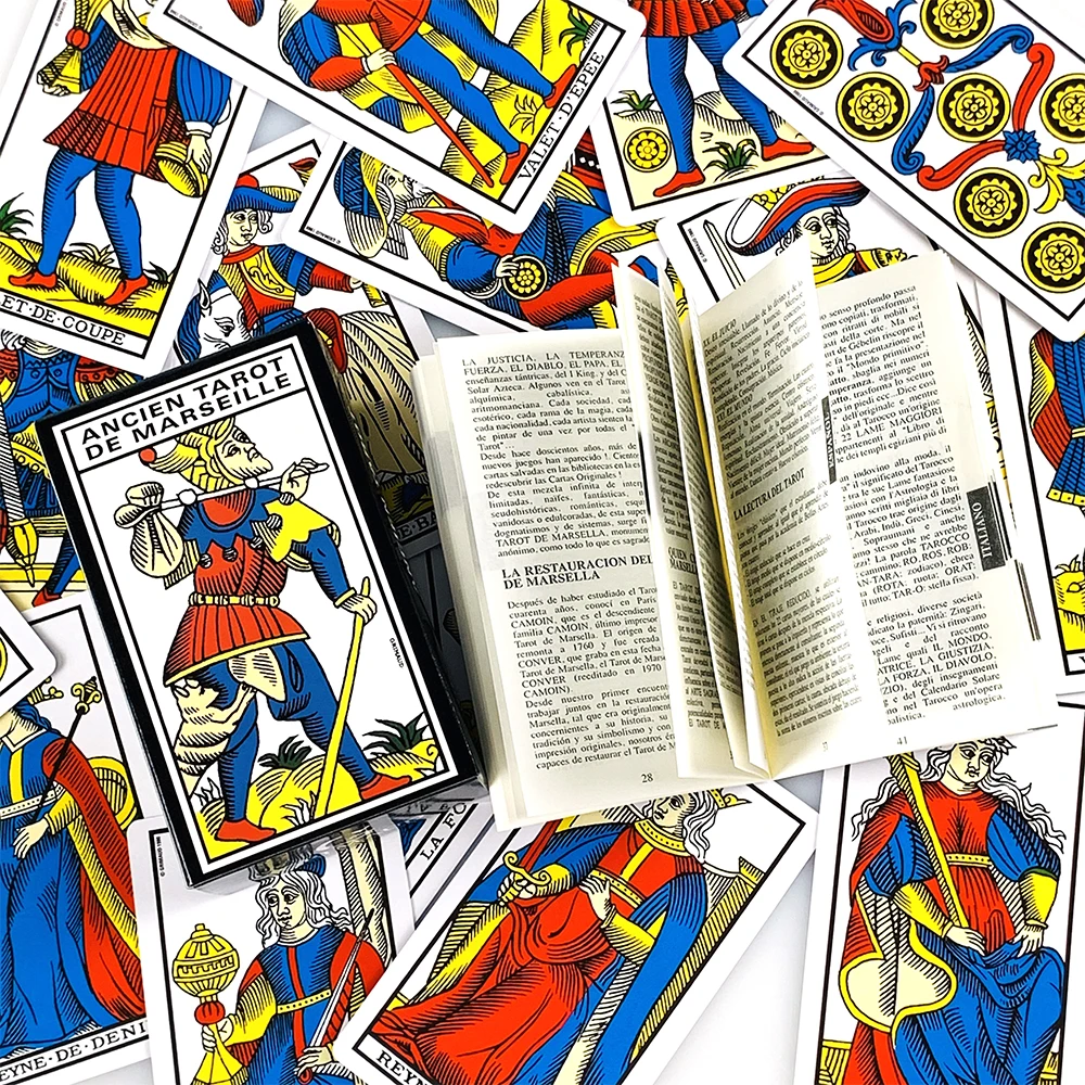 프랑스어 버전. Ancien Tarot De Marseille 카드 클래식 마르세유 타로 데크 초보자를 위한 운세 점술 타로 보드 게임