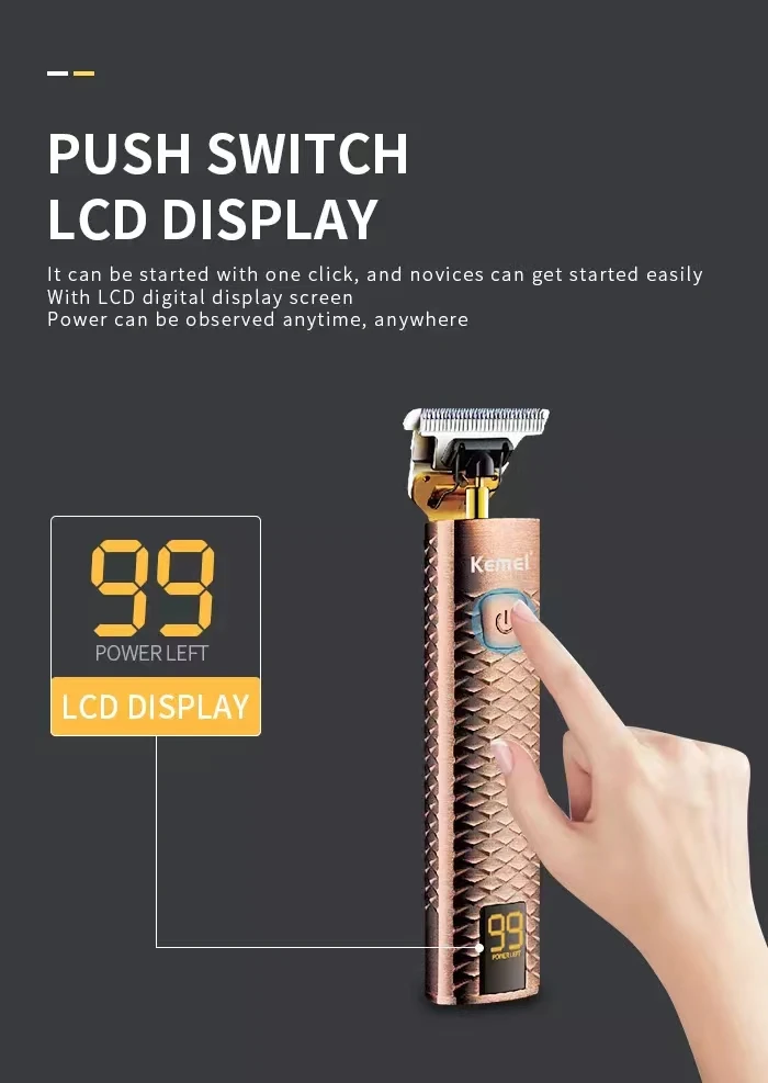 Máquina de Corte Kemei Cabelo Elétrico Recarregável Corte Máquina Cortar Barbeador Trimmer Barbeiro Barba Profissional Aparadores t9 4 Home & Garden