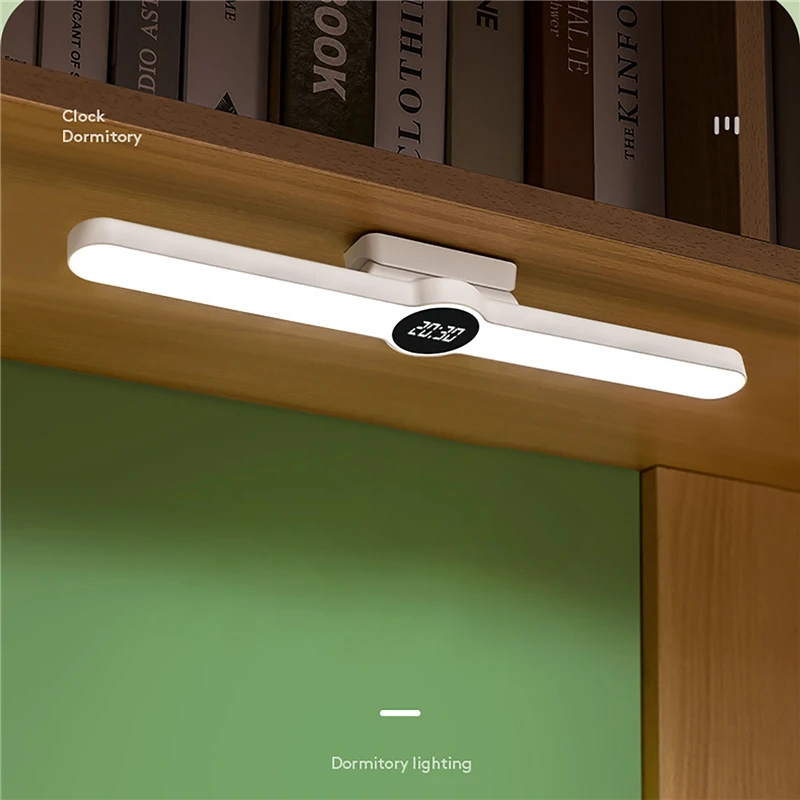 

Clock LED Table Lamp Study Reading Magnetic Desk Lamp Portable Stepless Dimming Office Bedroom Bedside Lamp USB Charging