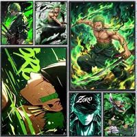 ⁦ملصقات "زورو" جداري عالي الدقة | Roronoa Zoro Waterproof Wall Art Poster Stickers⁩ - الصورة ⁦3⁩