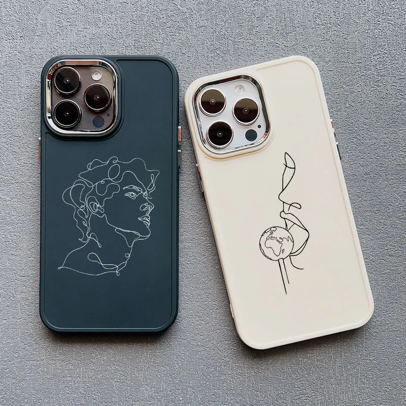 Sleek Abstract Geometric Face Art Silicone Phone Case