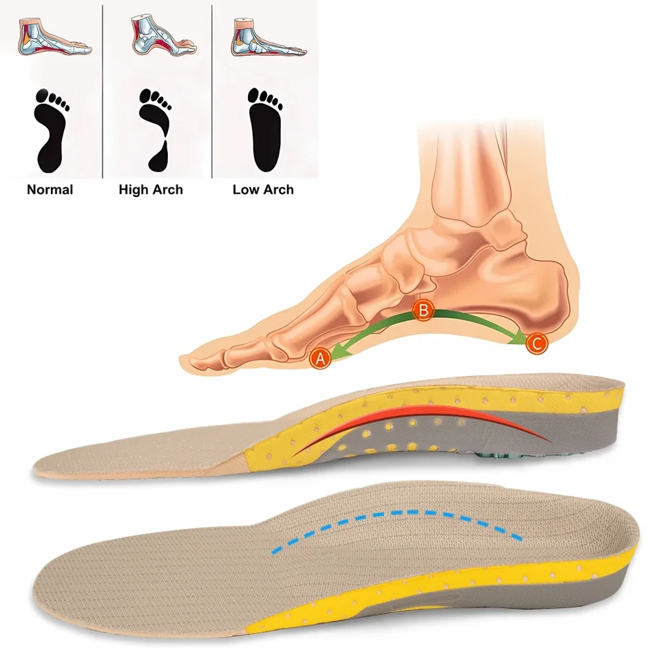 Feet High Arch Orthotic Gel Insoles Chamois Leather Orthopedic