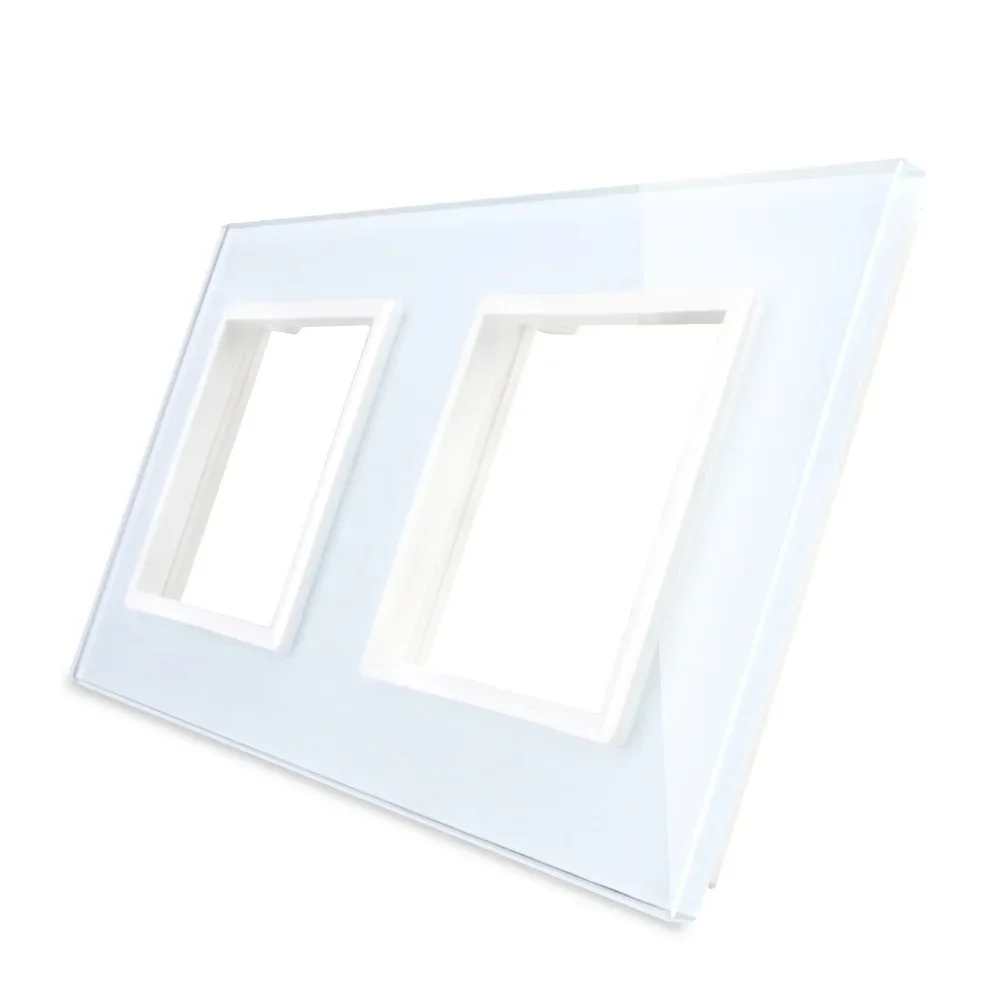 Double Pearl Crystal Glass Wall Switch Electrical Socket