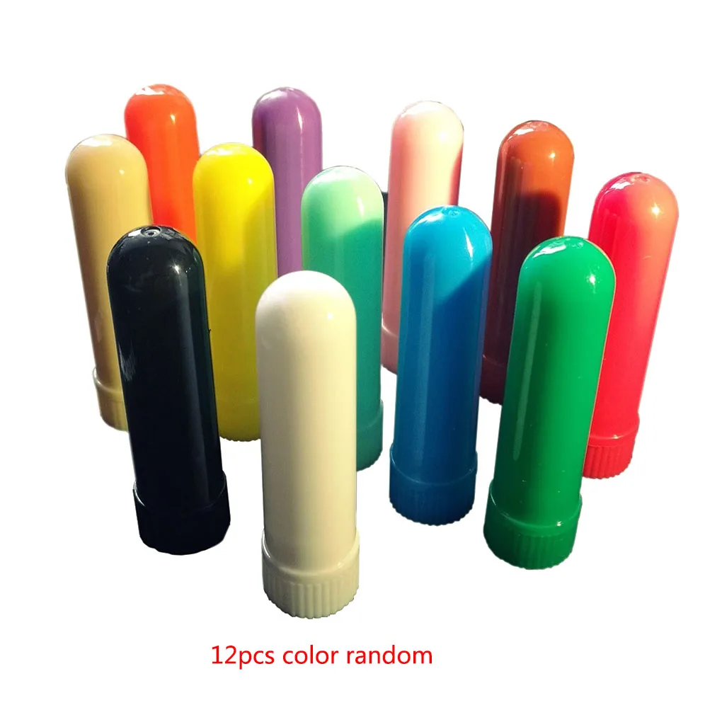 Color Random Empty Mint Oil Inhaler Container Cotton Bar DIY Plastic Tube Nasal Essential Oil Diffuser
