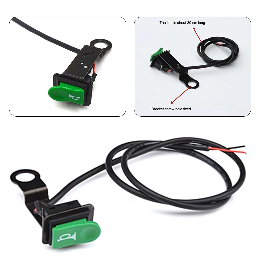 

Horn Switch Motorcycle Horn Switch with Off (On) Momentary Push Button and Reflective Iron Bracket for Easy Installation