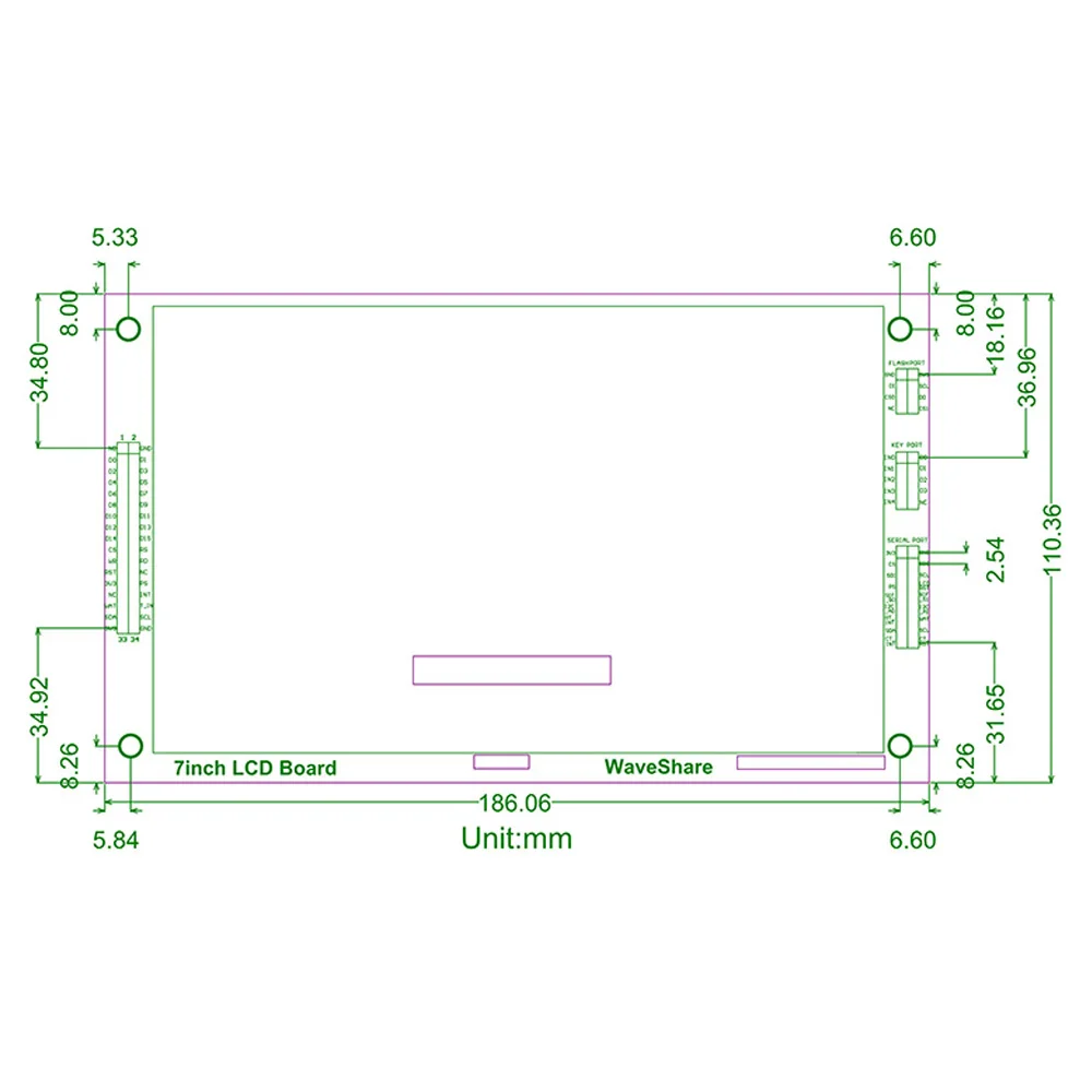 Waveshare 7 Inch 800*480 Multicolor Graphic LCD (C) With Capacitive Touch Screen GT911 TOUCH CONTROLLER TFT Display RA8875 lcd screen replacement portable integrated display capacitive touch display board
