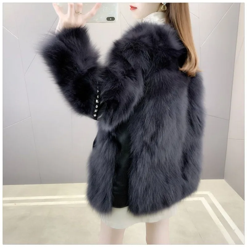 2023 New Winter Premium Thickened Faux Fur Women's Coat Fashion Versatile Cardigan Thick Warm Shirt Fur One Piece Coat Fur