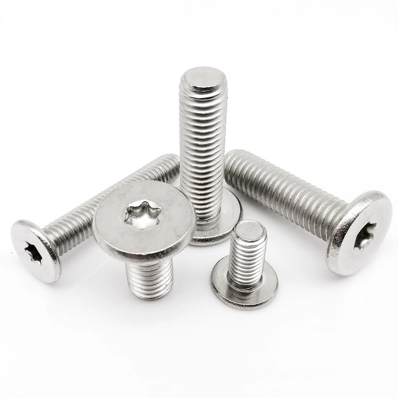 Stainless Steel Screws CM M1.6 M2 M2.5 M3 M4 M5 M6 M8 L=3-50mm 304 A2 Stainless Steel Torx Six Lobe Ultra Thin Low Ultrathin Flat Wafer Head Screw Bolt