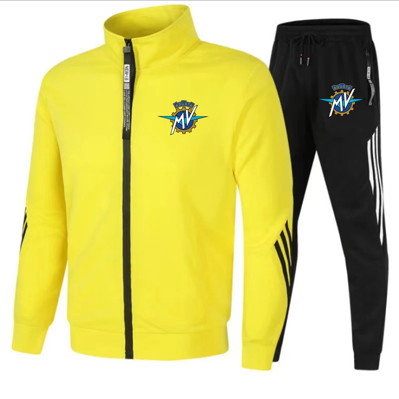 High Quality Men's Zippered Sportswear Set Street Casual Sports Pants Fashionable Sports Jacket Men's Outdoor Motorcycle Riding