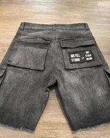 Street Y2K New Fashion Trend Multi Pocket Tooling Denim Shorts Men Harajuku Hip Hop Joker Loose Jeans Couple Casual Denim Shorts 2