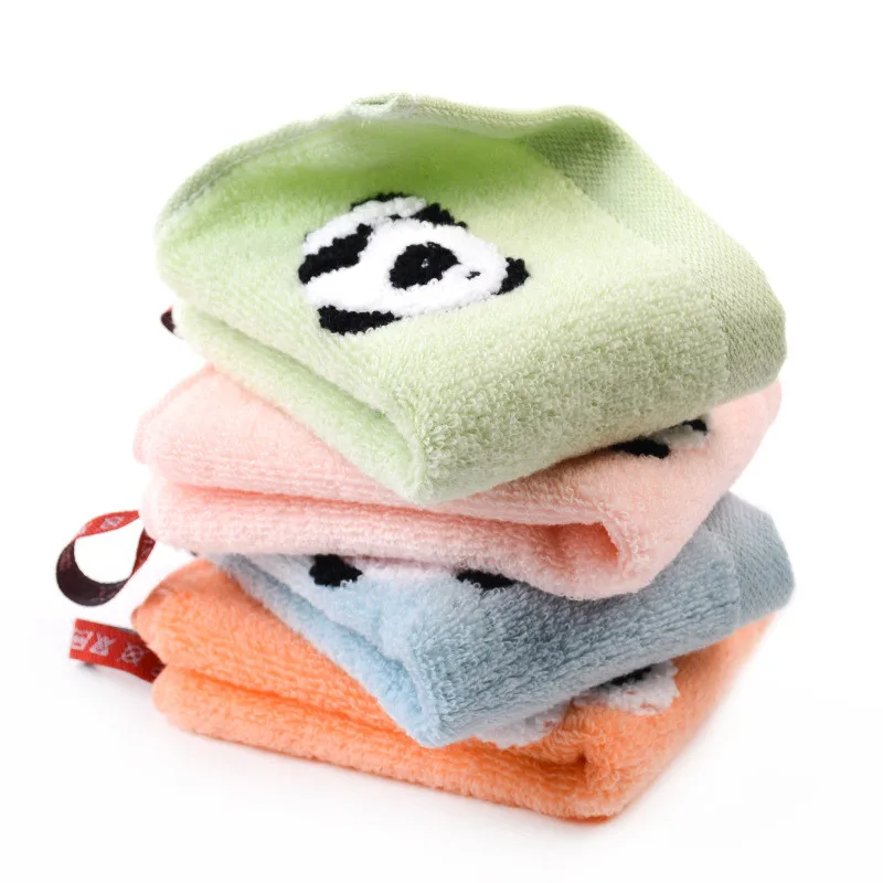 1Pcs 25x25cm Cartoon Panda Jacquard Cotton Baby Children Face Towel Hand Washcloth Water Absorbent Soft 4