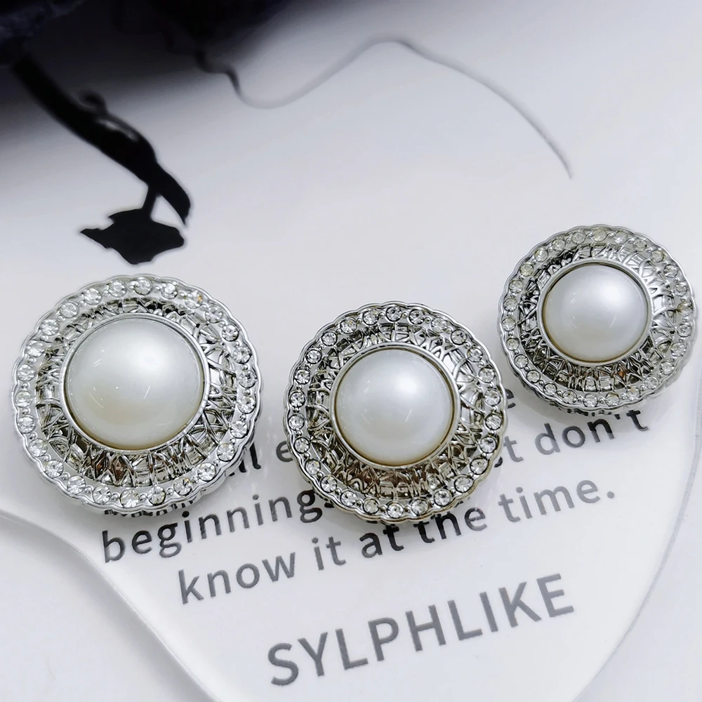 10 Pcs/set Delicate Rhinestone Pearl Buttons for Coats, Decorative ...