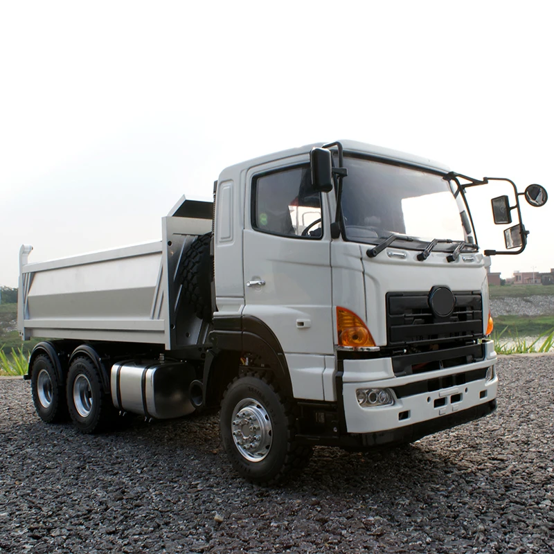 LESU 1/14 Simulation 6X6 hydraulic dump truck three-axle drive differential lock axle remote control model 4
