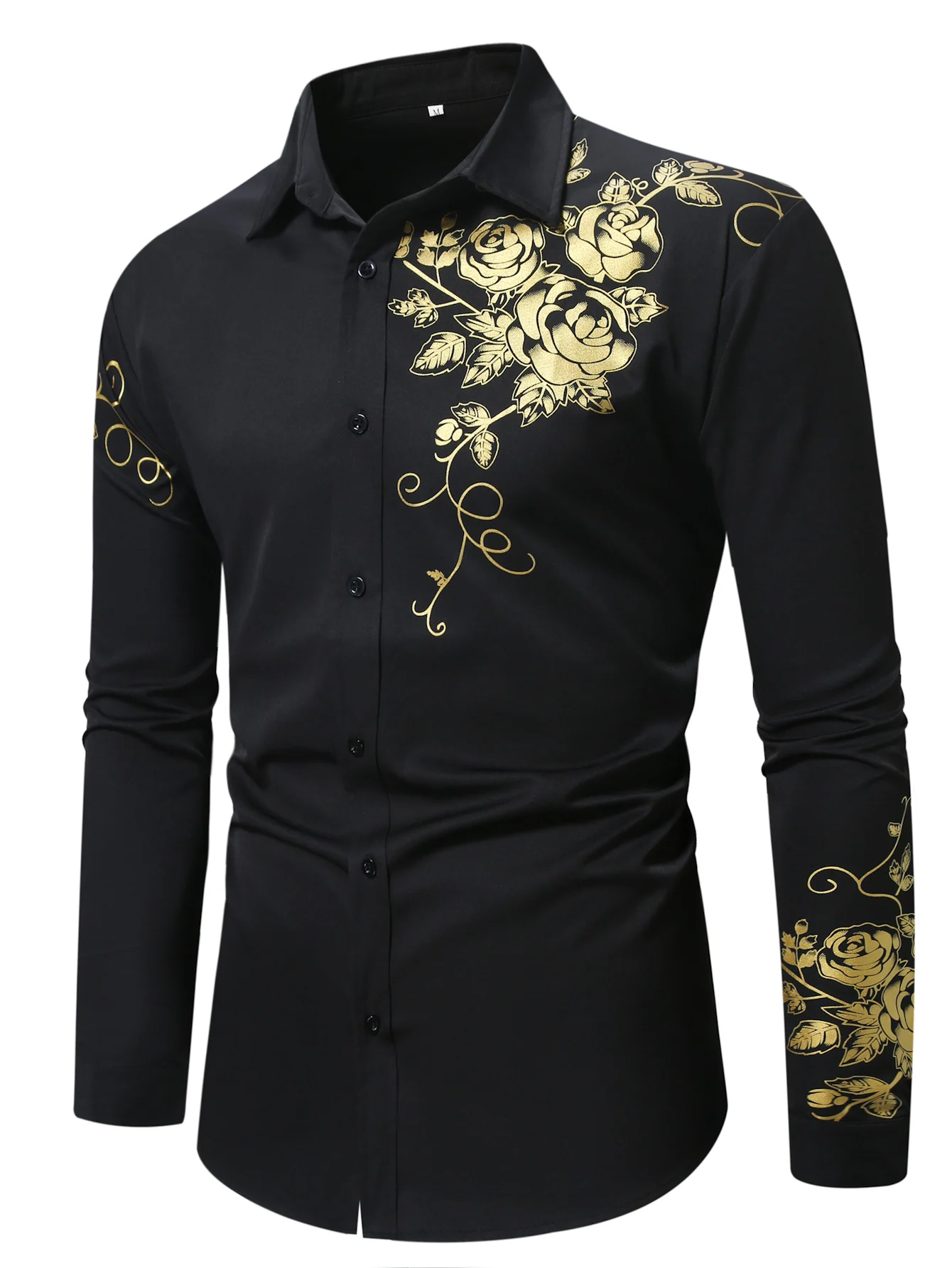 Men's Hipster Shiny Design Slim Fit Long Sleeve Button Up Party Dress Shirts
